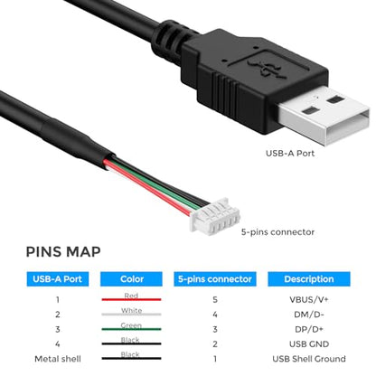 USB 2.0 Camera Cable for All Cameras Module, 2 Meters(6.56 feet) Length, OD4.0mm, Additional Metal Shielding Ground Wire