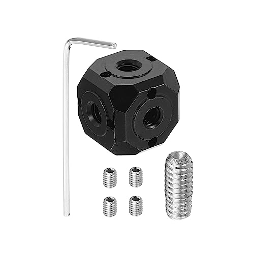 PATIKIL Universal 1/4" 3/8" Screw Hole Tripod Adapter, Magic Cubic Mount Cube Bracket for Microphone Photography Equipment Accessories, Black