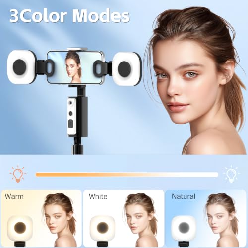 Auto Face Tracking Tripod for iPhone, Android & Camera, 60" Extendable Selfie Stick Tripod with Light and Remote, No App, 360° Rotation Phone Holder for TikTok, YouTube, Vlog, Live Streaming - style: update