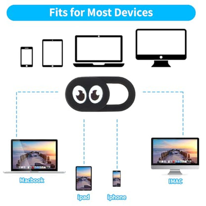 Thin Webcam Cover Slide, 8PCS Phone Camera Cover Laptop Camera Blocker Slider Strong Adhesive Protect Privacy Security Compatible with Tablet Desktop PC Smartphones(Eye) - color: Eye