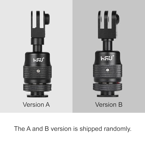 HSU Cold Shoe Mount Adapter, Aluminum 1/4”-20 Screw Hole 360° Rotation Camera Tripod Mount for GoPro Hero 13/12/11/10/9/8/7/DJI Osmo Action, Applicable for Tripod Selfie Stick and DSLR Camera Flash
