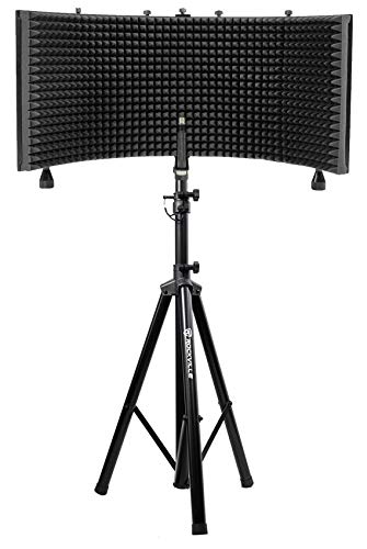 Rockville Recording Studio Bundle: ROCKSHIELD 3 Large Mic Isolation Shield, Sound Dampening Foam, RVES05 Heavy Duty Tripod Speaker Stand, 2-items