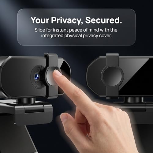 4K Ultra HD Webcam with Privacy Cover USB Plug and Play Computer Camera with Dual Mic Desktop Cam for Video Calling Streaming - size: 4K One size fits all