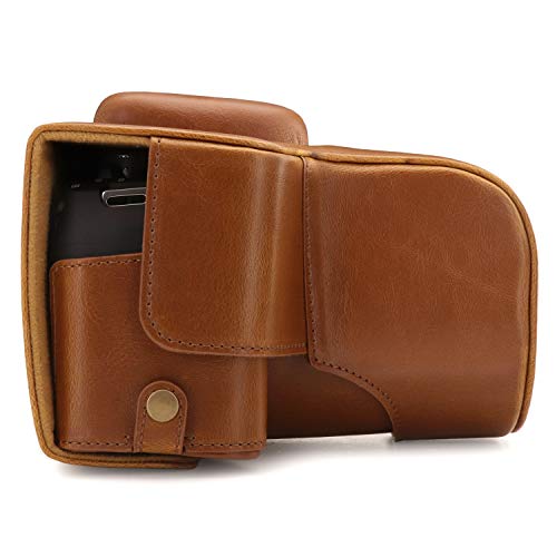 MegaGear MG1609 Ever Ready Leather Camera Case compatible with Canon EOS Rebel T7 (18-55mm), 2000D (18-55mm) - Light Brown - color: Light Brown