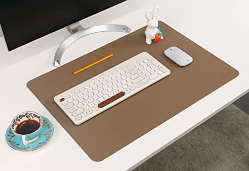 Dual-Sided Leather Desk Pad,Blotter for Laptop Computer,Mouse Pad,Writing,Drawing,Arts and Craft Mat (17"x24", Khaki) - color: Khaki/Light Khaki, size: 17"x24"