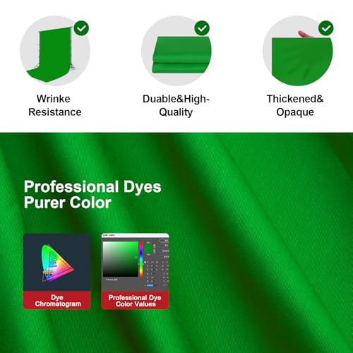 BEIYANG 10 Ft x 12 Ft Photography Backdrop Green Screen, Green Background Non-Reflective Fabric Wrinkle Resistance，Photo Background for Photo Studio Video Film Shooting Props - color: Green, size: 10x12ft