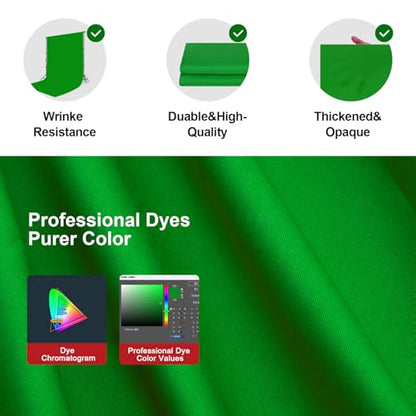 BEIYANG 8 Ft x 10 Ft Photography Backdrop Green Screen, Green Background Fabric Wrinkle Resistance, Greenscreen Photo Background for Chromakey Photo Studio Video Shooting - color: Green, size: 8x10ft