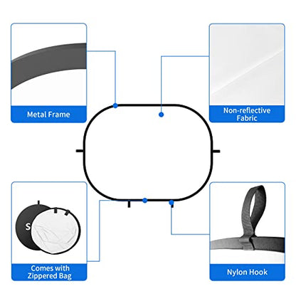 Selens Black White Backdrop 59x39.3inches Pop Up Collapsible Background with Carrying Bag for YouTube Streaming Photo Studio Photography - color: Black White, size: 39 x 59 inches