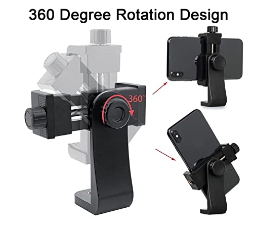 Cell Phone Tripod Mount Adapter, Universal Phone Holder Adjustable Clamp, 360 Degree Rotatable Bracket 1/4" Screw Clip for iPhone, Samsumg, Selfie Stick, Monopod (Black-1 Pack) - color: Black-standard-1 pack