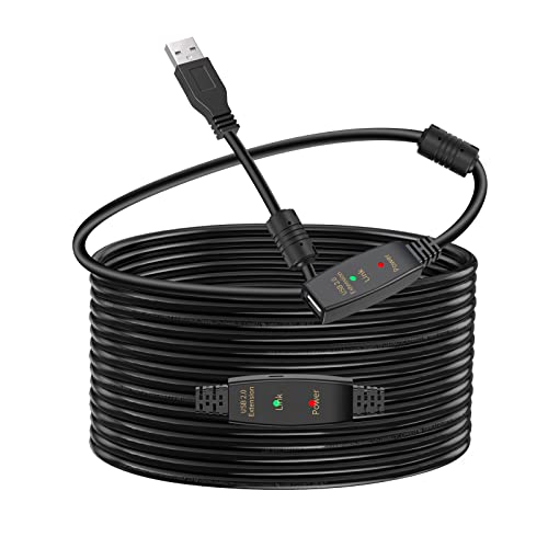 50FT Active USB Extension Cable 2.0 Male to Female with A Extension chipset Signal Booster - Active Extension/Repeate - color: USB 2.0 Extension Cable Black, size: 50FT