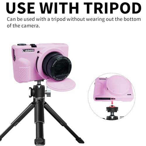 G7X Mark III Case, Protective Case for Canon Powershot G7X Mark III Digital Camera, Removable Lens Cover Silicone Sleeve Soft Camera Cover Rubber Protective Body Skin- Light Pink - color: Light Pink