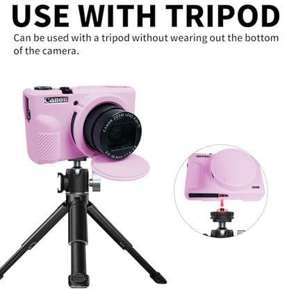 G7X Mark III Case, Protective Case for Canon Powershot G7X Mark III Digital Camera, Removable Lens Cover Silicone Sleeve Soft Camera Cover Rubber Protective Body Skin- Light Pink - color: Light Pink