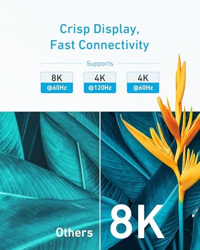 Anker HDMI Cable 8K@60Hz, Ultra HD 4K@120Hz HDMI Cord,48 Gbps Certified Ultra High-Speed,Compatible with PlayStation 5,Xbox,Samsung TVs,and More (10ft) - size: 10ft