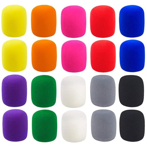 20 Pcs Colorful Foam Microphone Cover Top Grade Thick Handheld Stage Mic Windscreen, 10 Color