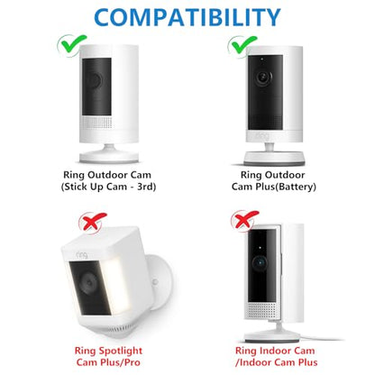 2Pack Adjustable Security Wall Mount Bracket for Ring Stick Up Cam & Ring Outdoor Cam Plus, Perfect View Angle for Your Surveillance Camera System - Black - color: Black