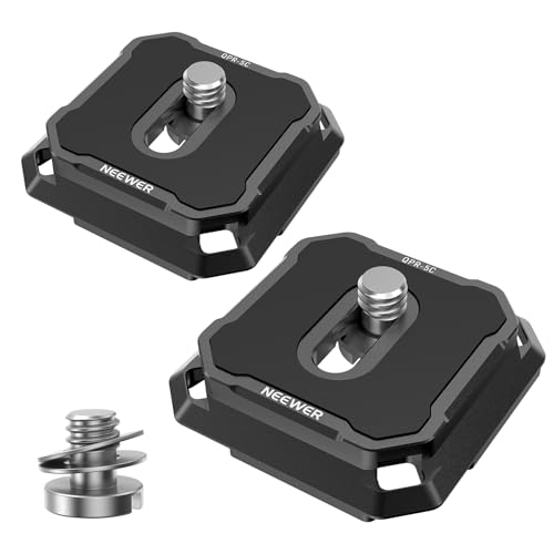 NEEWER 2 Pack Quick Release Plate Kit, 38mm QR Camera Mounting Adapter Compatible with Arca Swiss, Tripod Mount to Shoulder Strap Quick Switch Anti Off with Washers, QPR-5C - style: QPR-5C