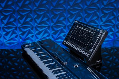 Headliner Adjustable Steel Desktop Production Stand; 55˚ Degree Angle; Fits Larger Desktop Synths, Samplers, Effects Modules, Drum Machines and more Music Production Gear for your Studio - size: Single-Tier 55° Desktop Production Stand
