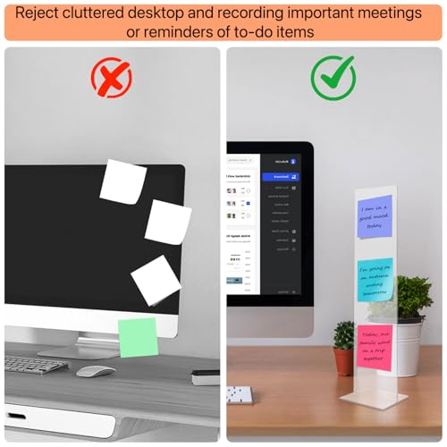 Detachable Acrylic Monitor Memo Board & Memo Message Board Holder by Computer Screen Sticky Note Stand Message Panel Reminder for Office Desk Accessories.2PCS Clear - color: Clear