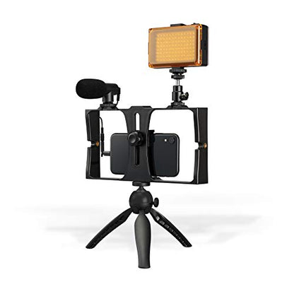 GPX All-in-One Vlogging Kit, for YouTube and TIK Tok, Includes LED Video Light, Tripod, Microphone, Fits Most Smartphones (TPDL900B)