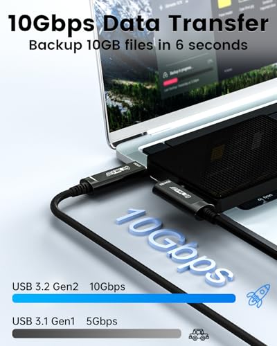 Right Angle USB C Fiber Optic Cable 33 FT, 10Gbps Active USB C Cable with German SiliconLine Chip, USB 3.2 Gen2 Long Distance for Logitech 4K Camera,VR/AR,Video Conference,Webcam,Industrial System - size: 33FT (Right Angle)