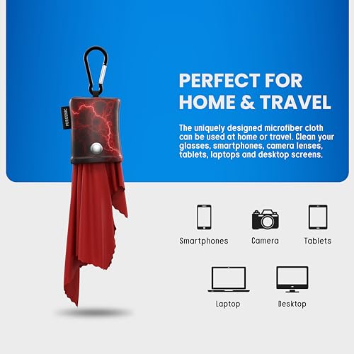 Microfiber Cloth & Glasses Wipes (1 Pack) Lens & Glasses Cleaning Cloth - Eyeglass Cleaner - Camera Lenses & Gadget Delicate Screens - Red - color: Red Lightning, size: 1 Pack