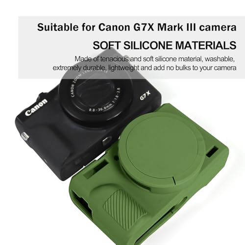Easy Hood Case for Canon Powershot G7 X Mark III Digital Camera, Soft Silicone Protective Cover with Removable Lens Cover for Canon Powershot G7X Mark III DSLR Camera (Green) - color: Green