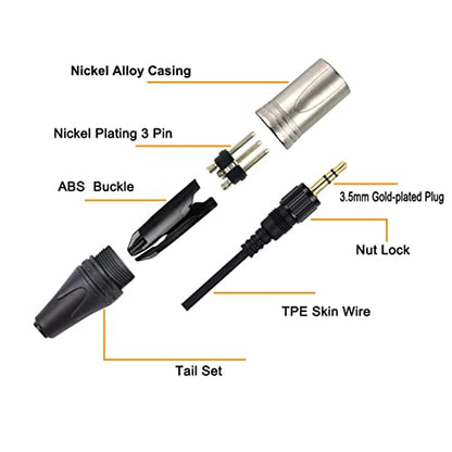 Locking 3.5mm to XLR Balanced Cable Adapter, Compatible With Sony UWP V1/D11/D21, Gold-Plated 1/8 Inch Connectors, 3-Pin Male, TRS to XLR Male Microphone Cable, 1.97 FT - size: 3.5mm XLR Cable Compatible with SONY V1/D11/D21