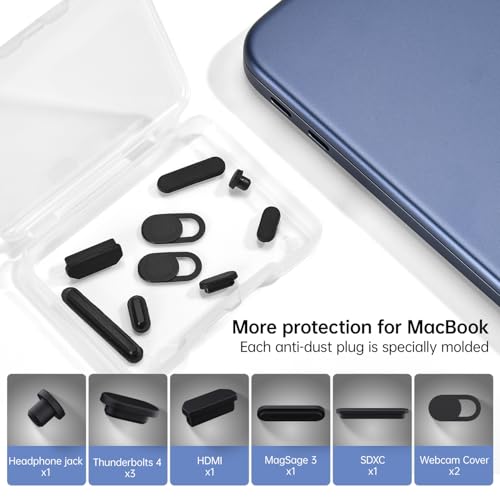 CaseBuy MacBook Neo Accessories, 7Pack Dust Plug Covers for 2026 New MacBook Neo 13 inch with Apple A18 Pro Chip A3404, Dust Plug for USB-C, Headphone & 2PCS Webcam Cover - size: 7 Pack