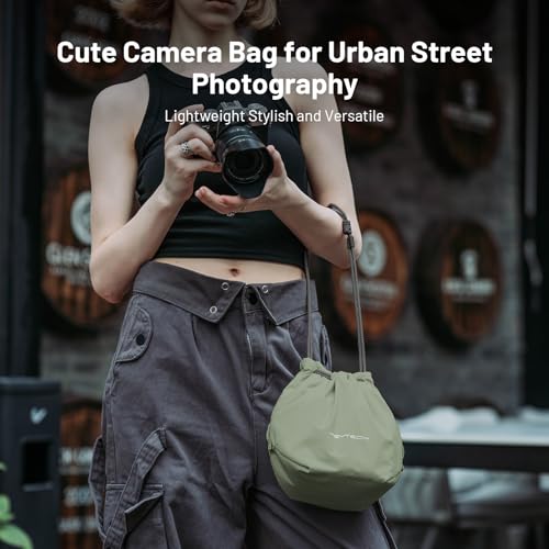 PGYTECH OneGo Drawstring Small Camera Bag, Soft Cute Camera Pouch Handbag compatible with Mirrorless Cameras/Nikon/Canon/Sony/Fuji/Pocket 4 Camera Case - color: Forest