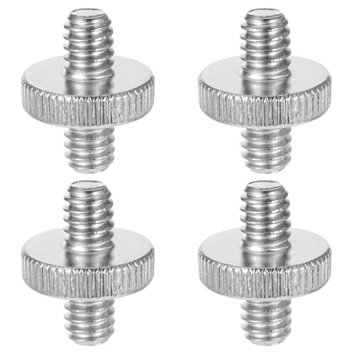 Standard 1/4"-20 Male to 1/4"-20 Male Tripod Screw, 4 PCS Standard Camera Screw Adapter Converter Double Head Tripod Mounting Thread Light Stand Screws for Shoulder Rig Stud Mounting Accessories