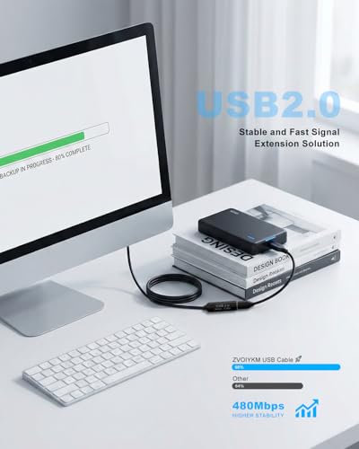 Active USB 2.0 Extension Cable 32FT(10M)with Built-in Signal Booster, 480Mbps High Speed Data Transfer Male to Female Repeater Cord, in-Wall-Long USB Extender for VR/Printer/Hard Drive/Xbox/PC - size: 32 ft (10m)