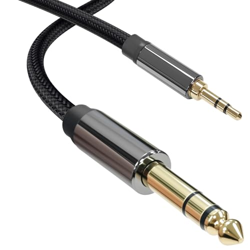 Cyberguys! 3.5mm to 1/4 Cable, TRS to TRS Stereo Audio Cord, 3.5 to 1/4" Braided Cable, Gold-Plated Connectors, Cables for Guitar, Keyboard, Digital Piano, Speaker, Mixer, Amplifier, Headphone, 16ft - size: 16ft