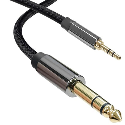 Cyberguys! 3.5mm to 1/4 Cable, TRS to TRS Stereo Audio Cord, 3.5 to 1/4" Braided Cable, Gold-Plated Connectors, Cables for Guitar, Keyboard, Digital Piano, Speaker, Mixer, Amplifier, Headphone, 6.6ft - size: 6.6ft