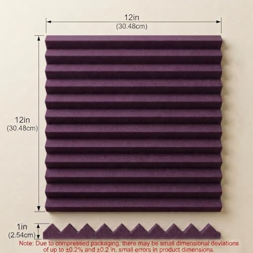 96 PACK Medium Sale Acoustic Foam Soundproof foam (Accompanied By Double-Sided Adhesive Tape)(Black/burgundy) - color: Black/burgundy
