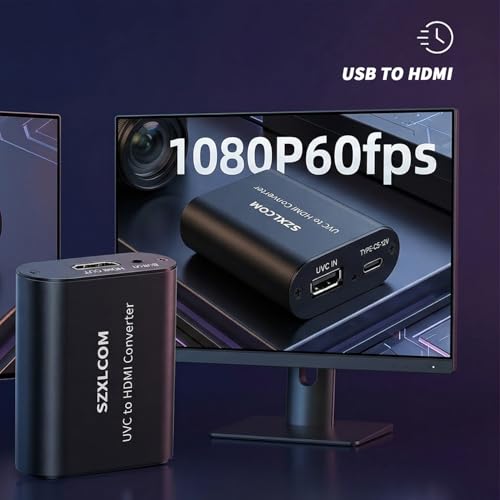 USB to HDMI Adapter for UVC Cameras, Webcam to TV Monitor, USB Camera to HDMI Converter 1080P Output