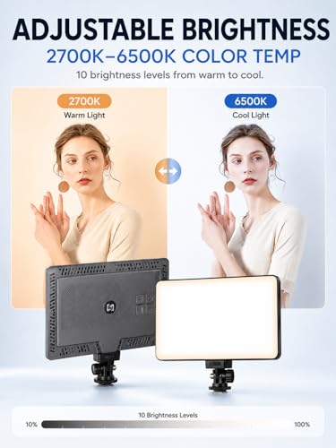 LED Video Light Panel, Dimmable DSLR Camera Light for Pictures Photo Video Recording with 4000mAh Rechargeable Battery, Cold Shoe, 240pcs Lamp Beads, CRI>95 2700K-6500K for Photography Live Streaming