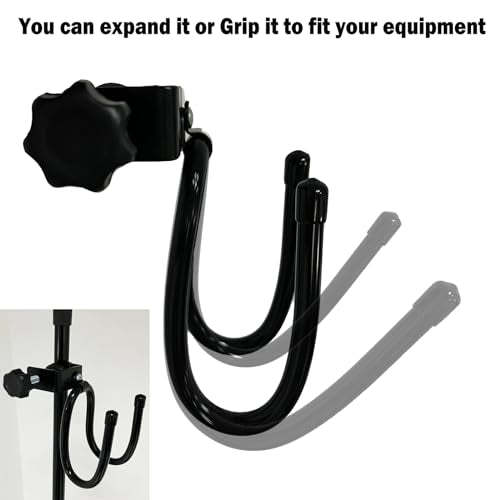 Pmsanzay Mic Microphone Stand Tambourine Hanger, Headphone Headset Holder Clip Stand, Easy to fit on Music or Microphone Stand for Tambourine, Cowbell, Headphones - Keep Tambourine Within Reach.