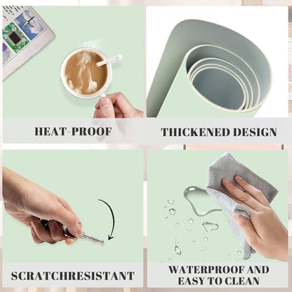 Dry Erase Desk Mat, Waterproof Desk Pad, Erasable Writing White Board for Making Plans, Non-Slip Large Desk Mat, Desktop Dry Erase Board for Office, Home, School (Green-1) - color: Pale Green
