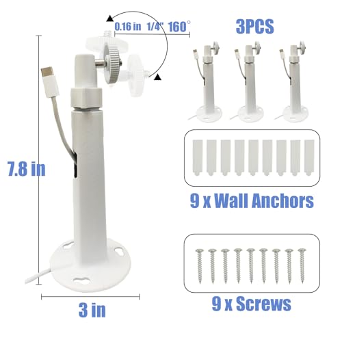 3PCS Aluminum Alloy Extremely Long 7.8 in Camera Mount for eufyCam 2C/2C Pro, 3C/S300, for Ring Camera, for SoloCam S220/C210, Adjustable Wall Mount Brackets Indoor/Outdoor, Rust-Proof and Durable - size: 7.8 inch 3PCS