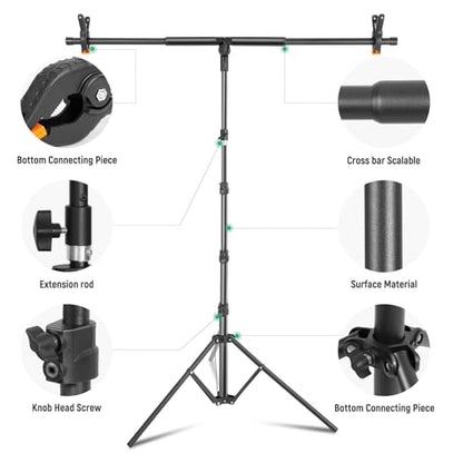 Green Screen Backdrop Kit with T-Shaped Stand, 4.6x6ft Adjustable Chroma Key Green Screen for Streaming, Photography Background with Stable Support for YouTube, Gaming, Video Recording