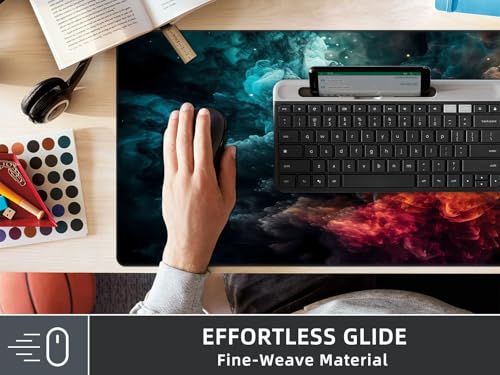 Rinaze Large Gaming Mouse Pad Desk Mat with Superior Micro-Weave Cloth, XXL Big Mousepad with Stitched Edges, Anti-Slip Desk Keyboard Pad for Gaming, Office and Home - color: Muted Colors