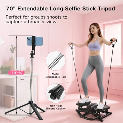 Content Creator Vlogging Kit,70inch Selfie Stick Tripod with Light and Wireless Microphones,Content Creator Essentials for iPhone/Android,Phone Tripod for Tiktok &YouTube Starter Kit
