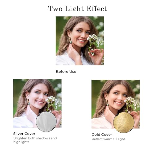 2-in-1 Photo Reflector Fill Light Soft Light Collapsible Reflector 12" 30cm for Photography Photo Studio Lighting - Silver, Gold