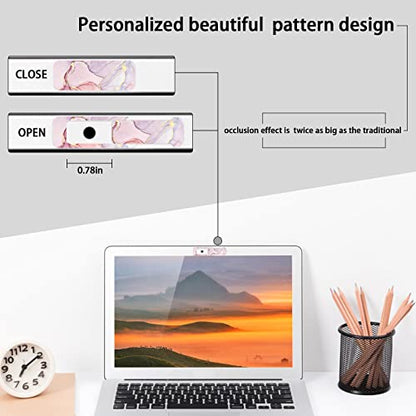 Webcam Cover, 3 Pieces, Laptop Camera Cover, Privacy Shielding Capacity is Twice as Big as The Traditional, Suitable for Computer Mobile Phones, laptops, Tablets and so on (Pink Marble) - color: Pink marble