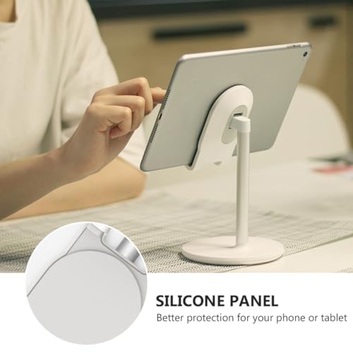 Toddmomy Desktop Phone Stand White Metal Universal Phone Video Holder Adjustable Pad Supporter for Live Streaming and Video Watching