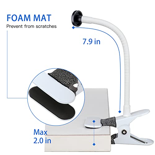 iTODOS 2 Pack Flexible Clip Clamp Mount - Compatible with Blink Mini, Outdoor (3rd Gen) XT3, XT, XT2, Indoor - 8 Inch Flexible Gooseneck Arm - Attach Camera Anywhere - size: Blink Flexible Clamp Mount White