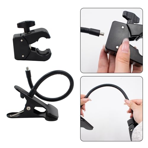 Photography Reflector Holder, 11 Inch Bendable Metal Reflector Photography Stand Clamp for Backdrop, Diffuser, Lighting, Clamping Range 0.5''-1.9''