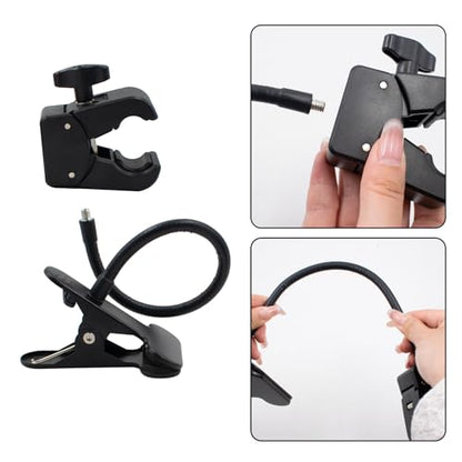 Photography Reflector Holder, 11 Inch Bendable Metal Reflector Photography Stand Clamp for Backdrop, Diffuser, Lighting, Clamping Range 0.5''-1.9''