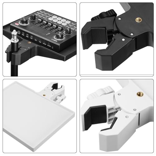 Microphones Sound Card Stand Tray for Music Interfaces Accessories with Strong Clamp Fit for 13-47mm Tube ABS Build