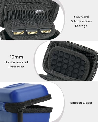SQERO Digital Camera Case for KODAK PIXPRO FZ45 FZ55 & CAMKORY 1080P - Compact Travel Bag with 3 SD Card Slots, Small Lightweight Pouch, Cute Gifts for Adults Kids - color: blue